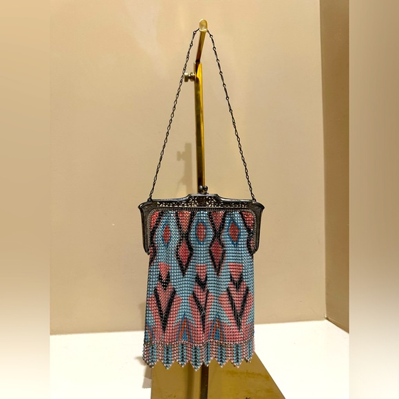 Whiting & Davis 1930’s Sterling Plated “Elsah” Mesh Handbag - Picture 1 of 10